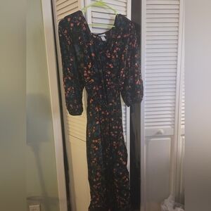 Ava & Viv Open Neck Midi Dress with Faux Floral Pattern